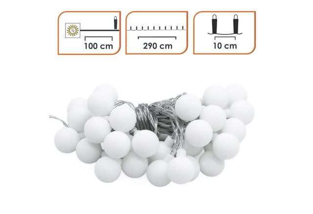 Spetebo LED-Lichterkette Lichterkette 290 cm für Außen mit 30 mini Kugeln, 30-flammig, Automatische Einschaltung bei Dämmerung