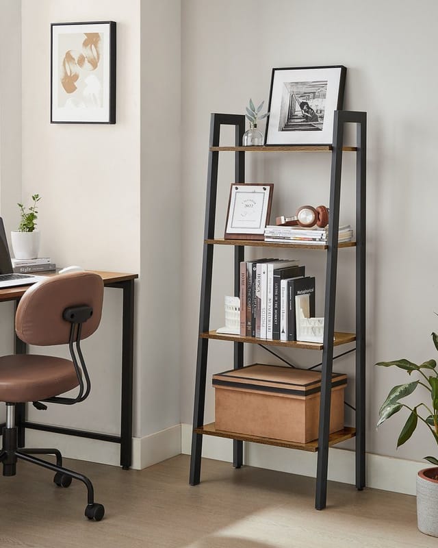 VASAGLE Standregal, Bücherregal, Leiterregal, mit 4/5 Ebenen, H:137,5/172cm