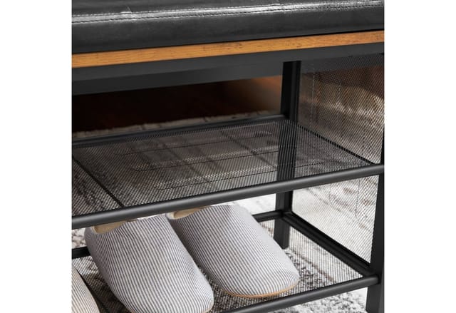 VASAGLE Schuhregal, Sitzbank mit Gitterablage, 80 x 30 x 48 cm
