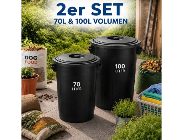 BigDean Wasserreservoir Deckel zur Universaltonne 100 Liter Allzweck Tonne Schwarz, 100 l, (Packung, 1-tlg., Tonne), Regensammler, Wassertonne, Universaltonne