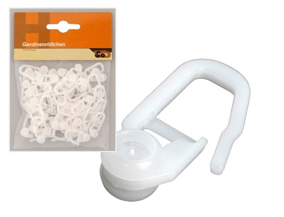 Clever-Kauf-24 Gardinenröllchen 50 oder 100 Stück Gardinenröllchen Rollhaken Rollringe weiß, (50-St)