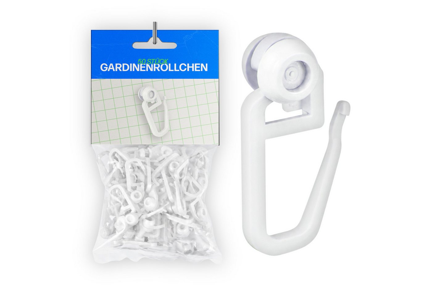 Clever-Kauf-24 Gardinenröllchen 50 oder 100 Stück Gardinenröllchen Rollhaken Rollringe weiß, (50-St) Bild 5