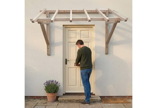 Mucola Vordach Haustürvordach Holz Vordach Pultvordach Haustür Überdachung Türdach (Stück, 1 St., Vordach Holz (unbehandelt), Unbehandelt