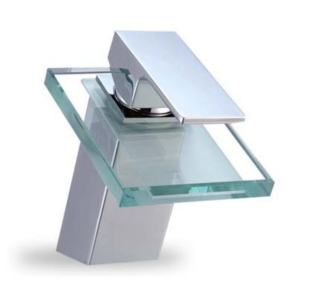 HAC24 Waschtischarmatur Glas Wasserfall Waschbecken Armatur Wasserhahn Messing, Verchromt
