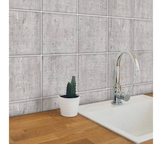 K&L Wall Art Fliesenaufkleber selbstklebend Klebefliese Sticker Beton Steinoptik 12Stk