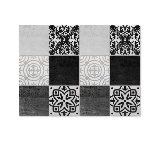 K&L Wall Art Fliesenaufkleber selbstklebend Klebefliese Sticker Beton Optik Ornamente 12Stk