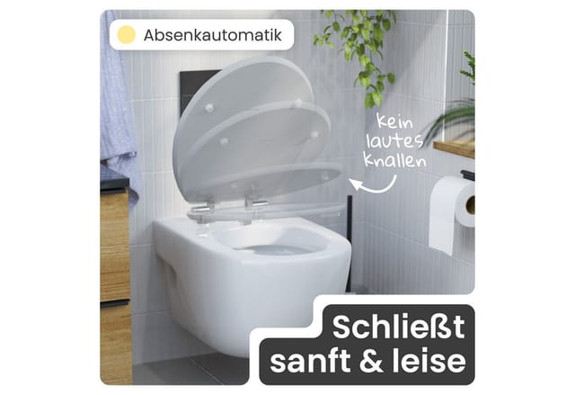 instmaier WC-Sitz Gaia Holz Toilettendeckel, Manhattan-Grau, mit doppelter Absenkautomatik