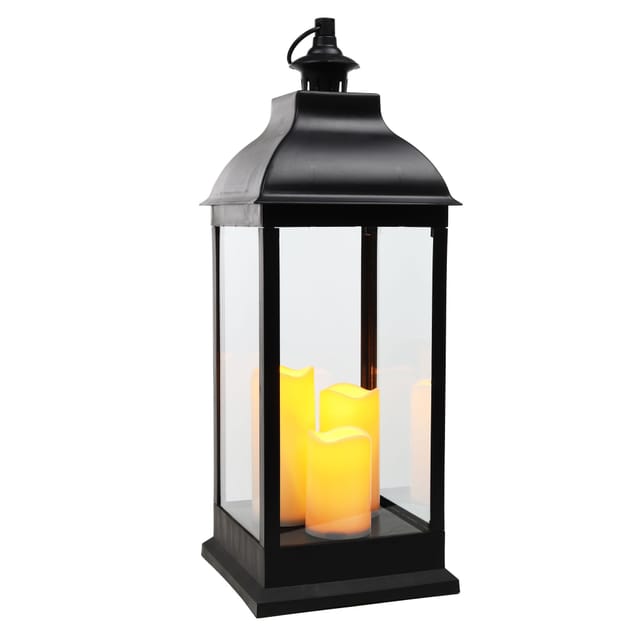 Spetebo LED Laterne XXL Laterne mit 3 LED Kerzen - 70 cm, 2, LED, warmweiss, Deko Tisch Windlicht aus Kunststoff