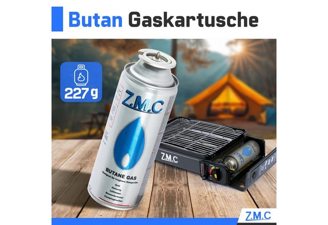 ZMC Gaskartusche 28x Butan Gas Kartusche 227g Butangas Bajonett-Anschluss, Zubehör für Gaskocher Gaskartusche Campingkocher Brenner, MSF-1a Gaskartuschen Campinggas Bunsenbrenner Campingkocher