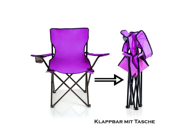 BigDean Campingstuhl Faltstuhl Campingstuhl Anglerstuhl Getränkehalter Klappstuhl (Packung, 1 St), Lila, Violett, Klappbar, Getränkehalter, Tragetasche