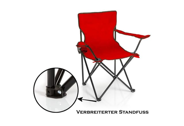 BigDean Campingstuhl Faltstuhl Campingstuhl Anglerstuhl Getränkehalter Klappstuhl (Packung, 1 St), Rot, Klappbar, Getränkehalter, Tragetasche