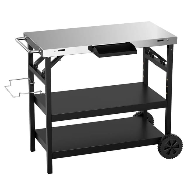 COSTWAY Grillablagetisch Grillwagen, Beistelltisch auf Rollen, outdoor