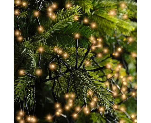 Lumineo LED-Lichterkette Lumineo Lichterkette CLUSTER 1512 LED 14 m klassisch warm, schwarz, Indoor/Outdoor, dimmbar, 8h-Timer, + 5 m Zuleitung