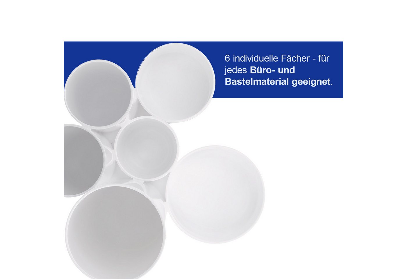WESTCOTT Organizer Stiftehalter Weiß, Stifteköcher mit 6 runden Fächern, Schreibtisch Organizer