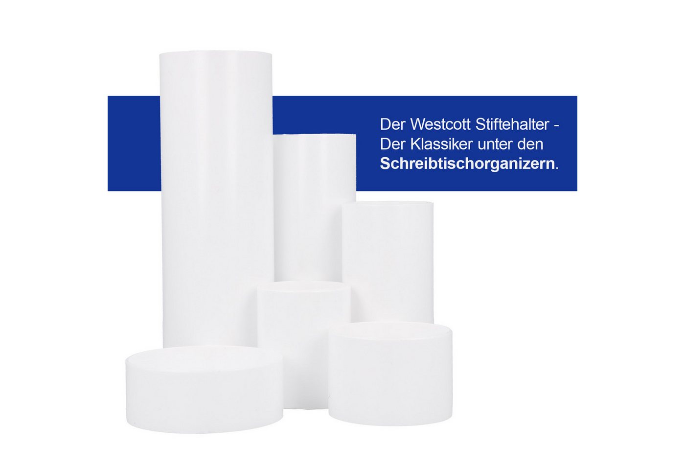 WESTCOTT Organizer Stiftehalter Weiß, Stifteköcher mit 6 runden Fächern, Schreibtisch Organizer Bild 4