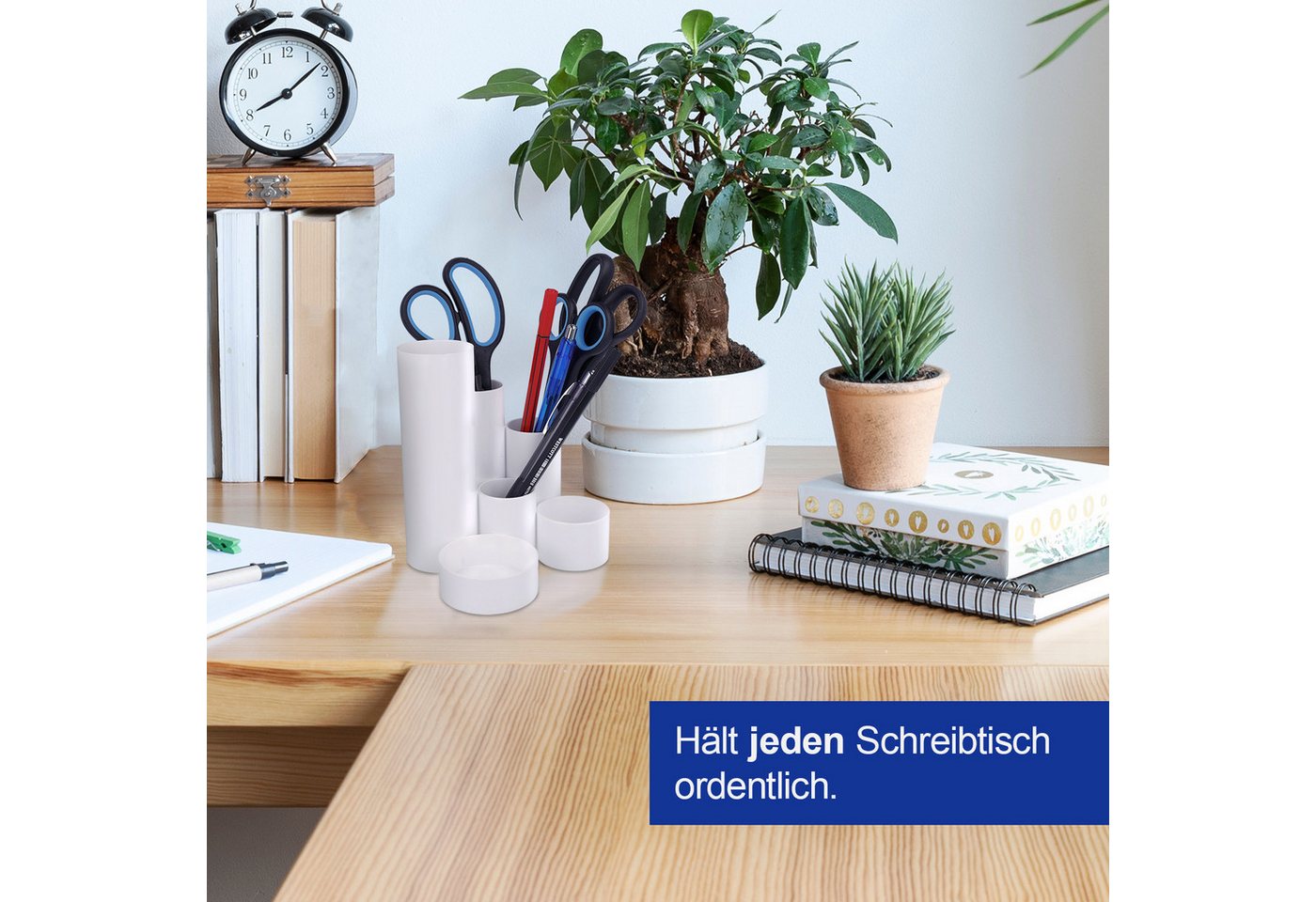 WESTCOTT Organizer Stiftehalter Weiß, Stifteköcher mit 6 runden Fächern, Schreibtisch Organizer Bild 5