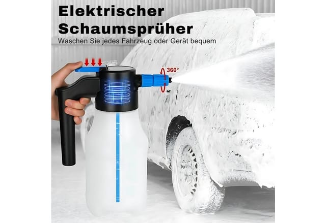 HS.SUPPLY Akku-Drucksprühgerät elektrischer Foam Sprayer, elektrischer Schaumsprüher, Auto Detailing, Mit Überdruckventil, Füllstandsanzeige & verstellbarer Düse, Vorwäsche