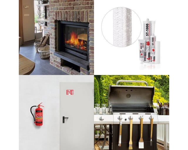 STEIGNER Dichtungsband STEIGNER Ofendichtschnur Kamindichtung aus GLASFASERN, (1m Rolle, 1-St., Ofendichtschnur + Montagekleber), hitzebeständig bis 550°C, feuerfestem Montagekleber, 1m, 6mm, SKD02