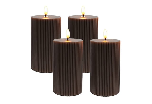 relaxdays LED-Kerze 4er Set 13 cm, Coffee