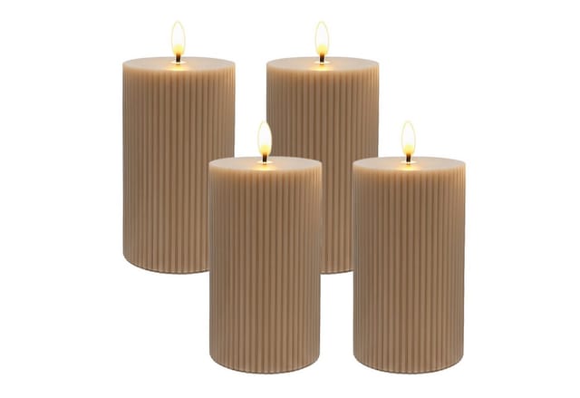relaxdays LED-Kerze 4er Set 13 cm, Mocha Mousse