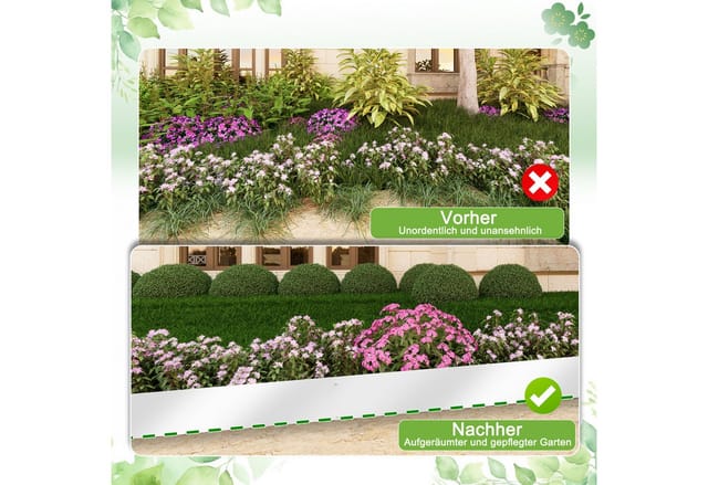 FIVMEN Rasenkante Rasenkante Gartenkantenplatte Metall Beetbegrenzung 5/10cm Hoch, 5m/10m Lang, Silber/Schwarz Verzinkt Rasenbleche Mähkante Flexible Rasen Umrandung
