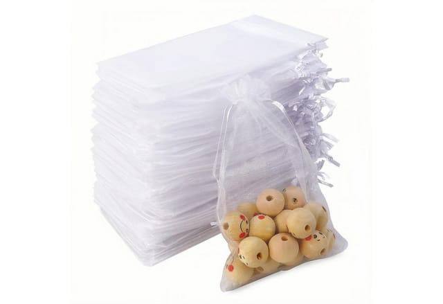 FOUORTUNATE-BEE Aufbewahrungstasche Organzabeutel 100 Stück 10x15 cm – Schmuck & Geschenkbeutel, Weiße Zugbeutel für Hochzeit, Lavendel & kleine Geschenke