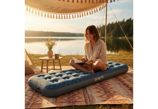 Avenli Luftmatratze Luftbett Camping für 1 Person grün 191x73x22cm Single-Size, (aufblasbar Ideal als Reisebett oder Isomatte, 1-St., für Indoor und Outdoor mit beflockter Oberfläche), Campingmatratze ohne Pumpe