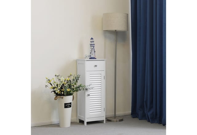 VASAGLE Badkommode Badezimmerschrank, Badschrank schmal, Lamellentür