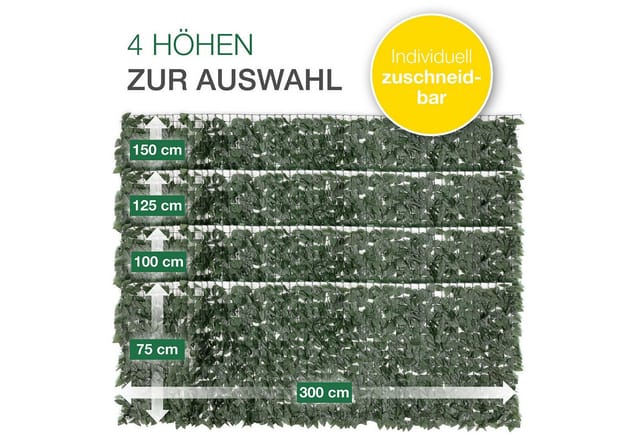 ELONEO Balkonsichtschutz Balkon & Zaun Sichtschutz ohne bohren, 100 cm hoch, versch. Größen UV-/Wetterbeständig, inkl. 20 hochwertiger Kabelbinder