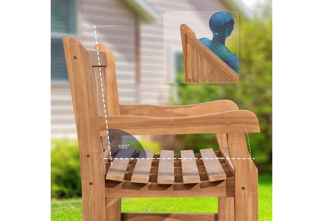 CLP Gartenbank Teakbank Jackson V2, aus wetterfestem Teakholz, mit Rückenlehne