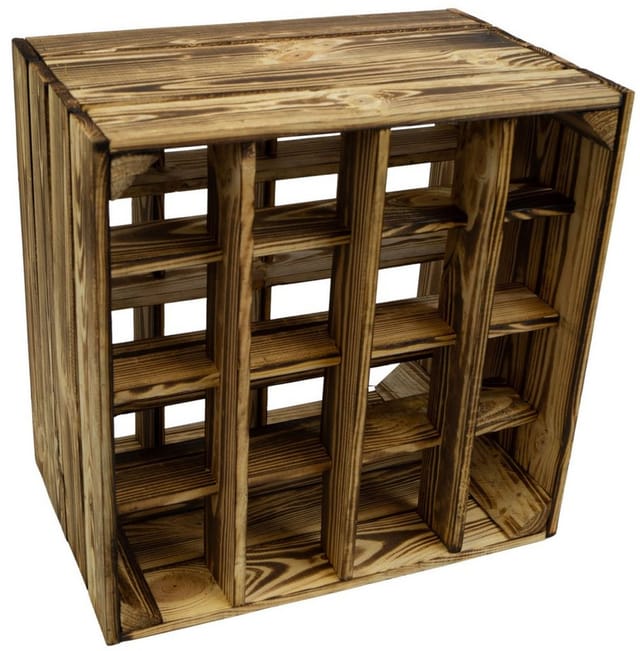 Kistenkolli Altes Land Allzweckkiste Geflammtes Weinregal 16er 40cmx40x27cm Obstkiste Weinkiste Weinhalter (Spar-Set, 1er Set)
