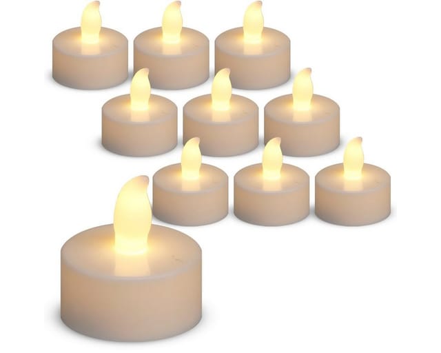 matches21 HOME & HOBBY Dekolicht LED Teelichter 10er Set weiß mit realistischem Flackereffekt 3,5 cm, LED, fest integriert, warmweiß, Flackernde Teelicht-Kerzen für Tischdeko Adventskranz
