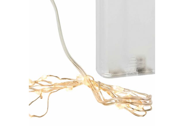 Linder Exclusiv GmbH LED-Lichterkette, Draht silber für Innen 0,95m 20 LEDs warmweiß 2mm