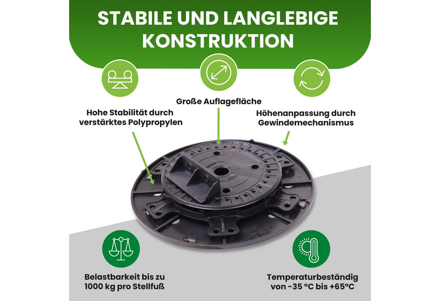 Gartenwelt Riegelsberger Stellfuß Balkenlager PRO für Holz Stelzlager Terrassenlager verstellbar Bild 2