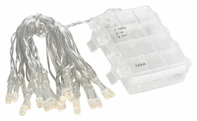 Linder Exclusiv GmbH LED-Lichterkette, Batterie 2,85m 20 LEDs warmweiß 6/18h Timer für außen