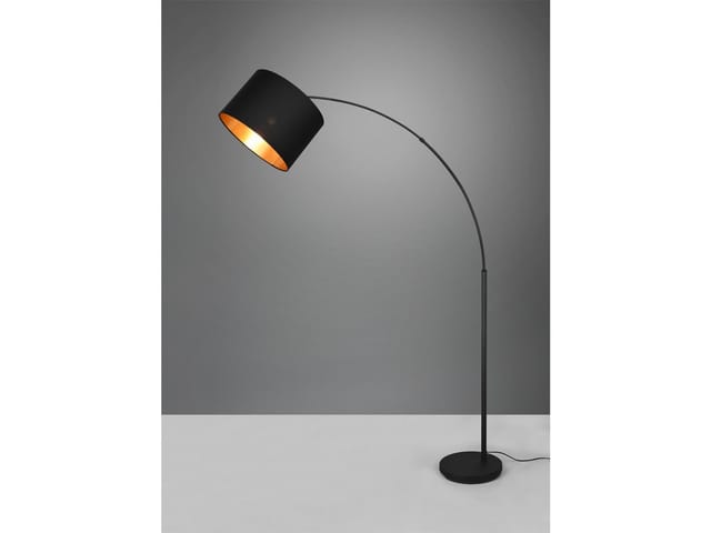 Reality Leuchten LED Bogenlampe, Dimmfunktion, LED wechselbar, Warmweiß, Stehlampe ge-bogen dimmbar für Esstisch Schwarz Gold-en, Höhe 171cm