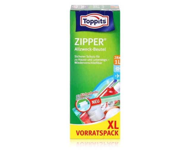 Toppits Küchenorganizer-Set Toppits Zipper Allzweck-Beutel 20x15cm - Vorratspack XL 28x1 Liter