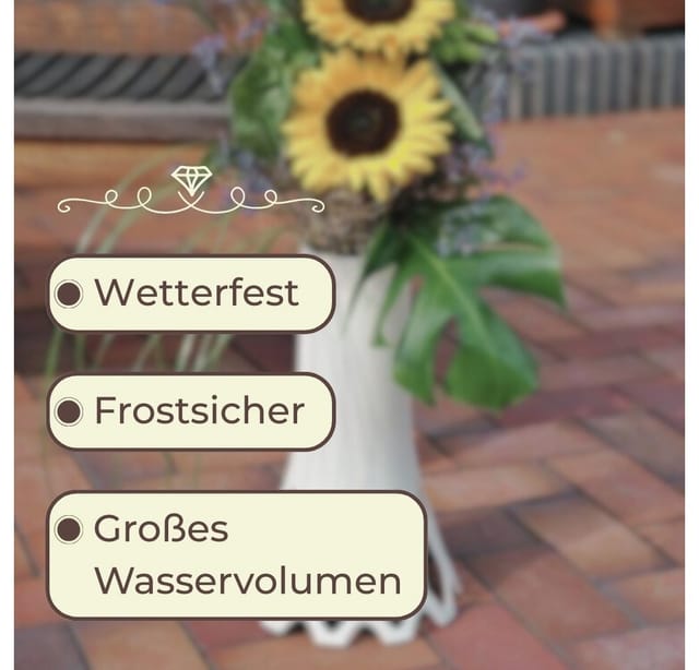 GarPet Bodenvase Grabvase mit Sockel Friedhofvase Grab Vase Friedhof Wetterfeste Vase