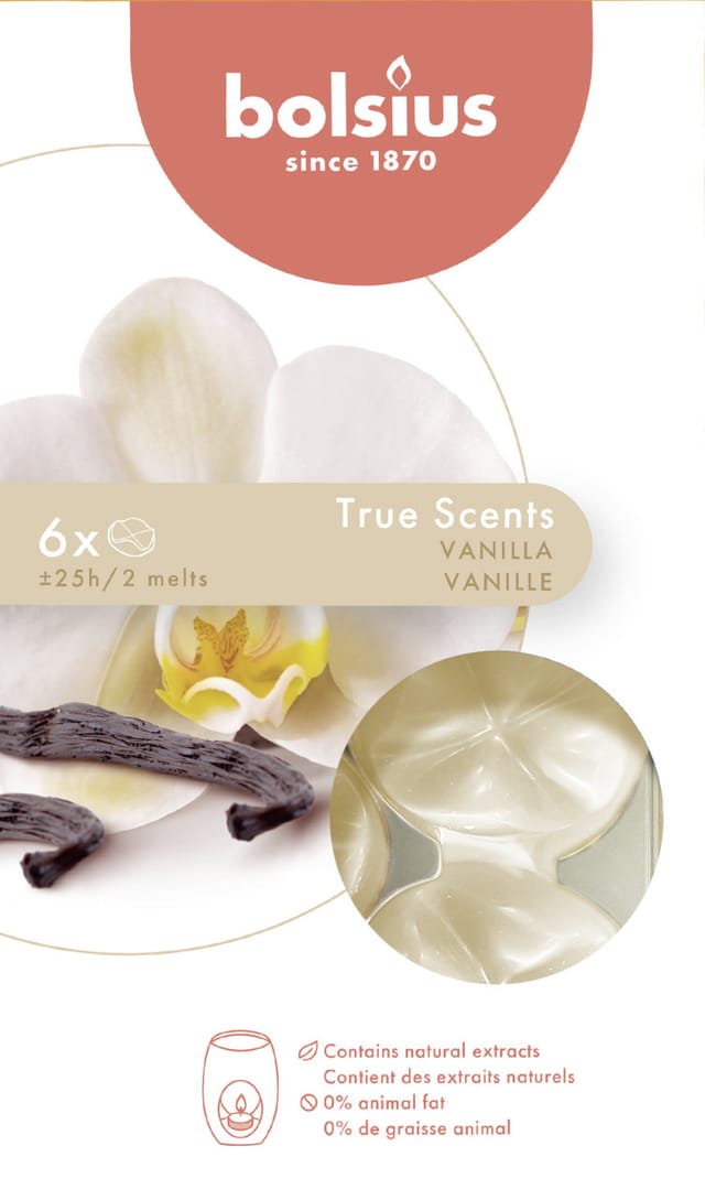 Bolsius Duftkerze Bolsius Aromatic Wax Melts Vanille, 6er Pack