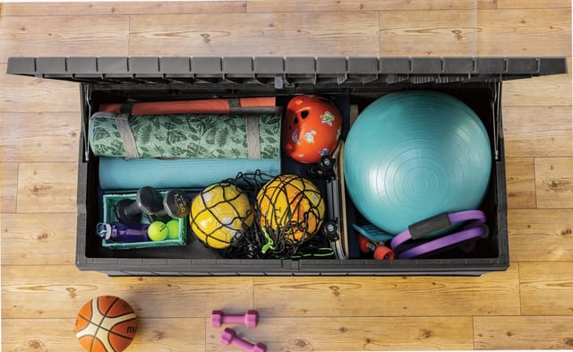Keter Gartenbox Keter Aufbewahrungsbox DARWIN Anthrazit, 380 L, belastbar bis 300 kg, abschließbar