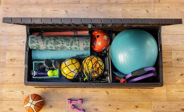 Keter Gartenbox Keter Aufbewahrungsbox DARWIN Braun, 380 L, belastbar bis 300 kg, abschließbar