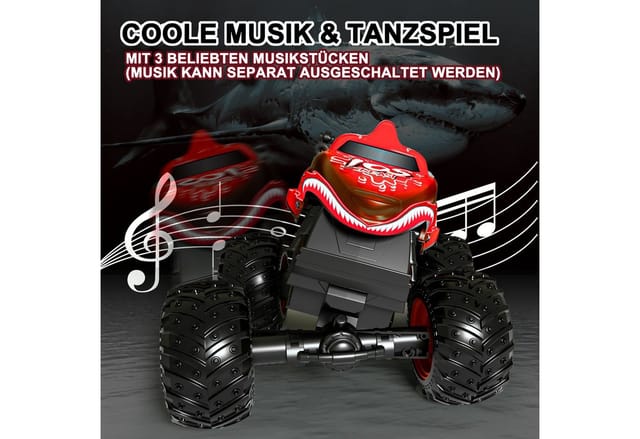 Esun RC-Auto Ferngesteuertes Auto, 2,4GHz20km/h RC Monstertruck mit Aufrecht Gehen (Packung, Komplettset), Ferngesteuerter Monster Truck, 360°Drehung, LED-Licht und Musi