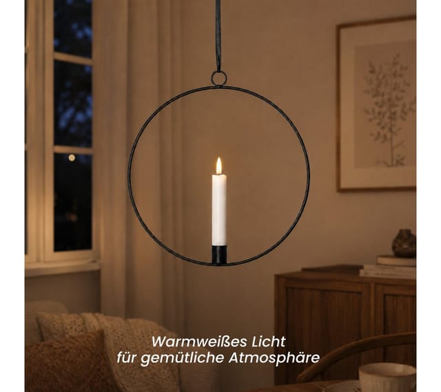 STAR TRADING LED Dekolicht Flamme Ring, LED Lichterkranz Flamme Ring, schwarz, 30cm
