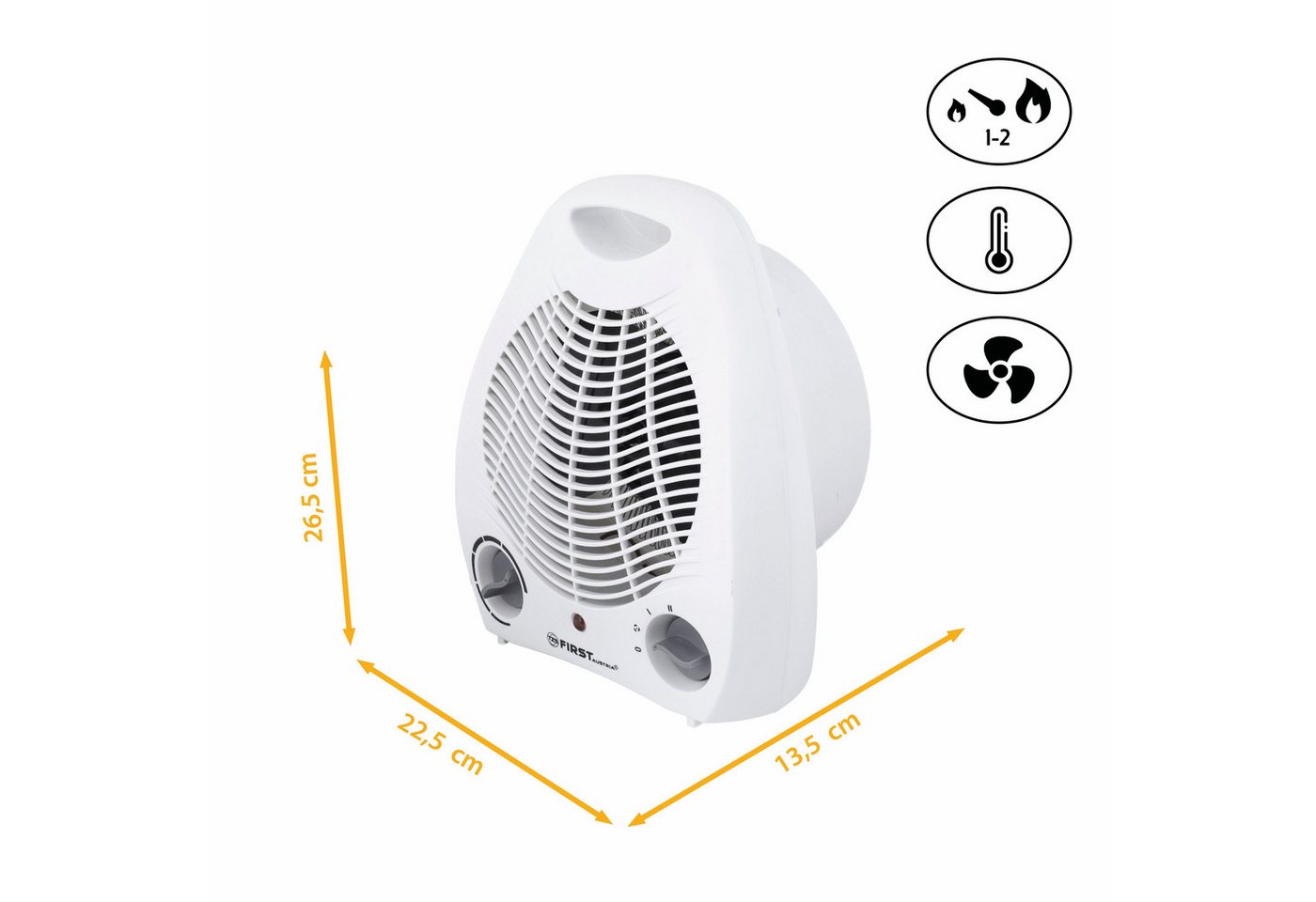 TZS FIRST AUSTRIA Heizstrahler Heizlüfter, 2 Heizleistungsstufe, 1000W-2000W, Lüfterfunktion, Überhitzungsschutz, Tragegriff, Weiß/Grau Bild 3