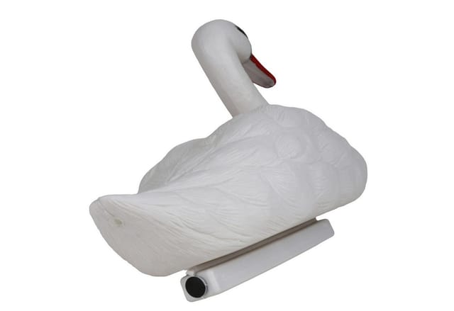 BURI Teichfigur Schwan weiß Teichfigur Teichdeko Gartenfigur Teichvogel Vogel