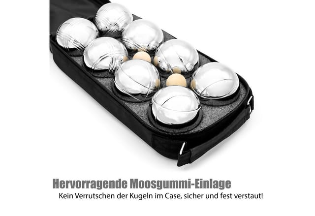 BigDean Spielball Boule Set mit 8 Boule Kugeln aus hochwertigem Edelstahl (Set, 1-St., 8 Spielkugeln, 2 Zielkugeln), Hochwertige Edelstahl Kugeln, 4 Designs leichtes erkennen der Kugeln