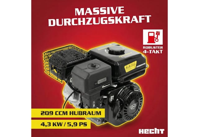 Hecht Benzinmotorhacke Gartenfräse 750 Gartenhacke Motorfräse Bodenhacke Bodenfräse, 50,00 cm Arbeitsbreite, 35 cm Arbeitstiefe, 6,5 PS, Stahlgehäuse