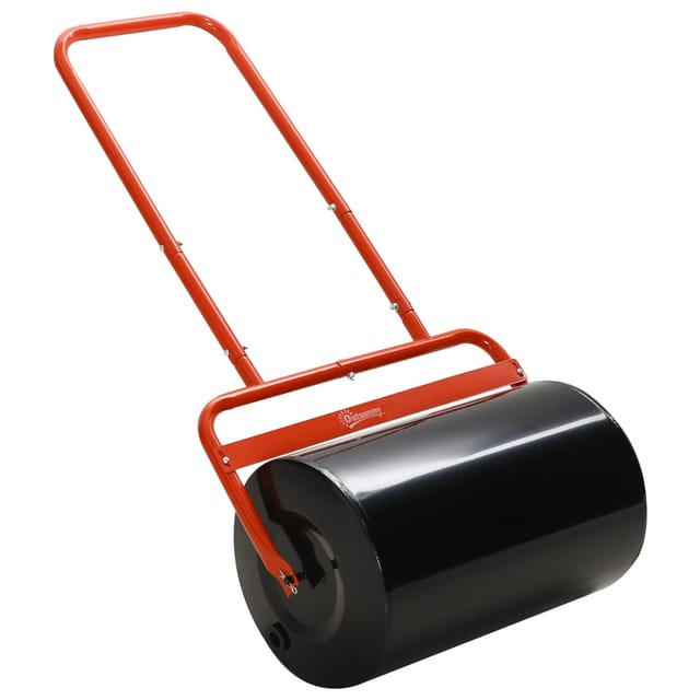 Outsunny Rasenwalze befüllbar mit 38L Wasser/ 62 kg Sand, U-förmigem Griff, 50 cm, Gartenwalze, 1-tlg., Handwalze,aus Stahl, Rot