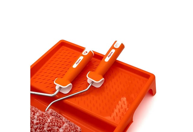 Alpina Farbroller Alpina Roller Set- inkl. Farbwanne (1-St., Alpina Zubehör), Wiederverwendbares Malerset mit Rillen, ideal für Alpina Produkte