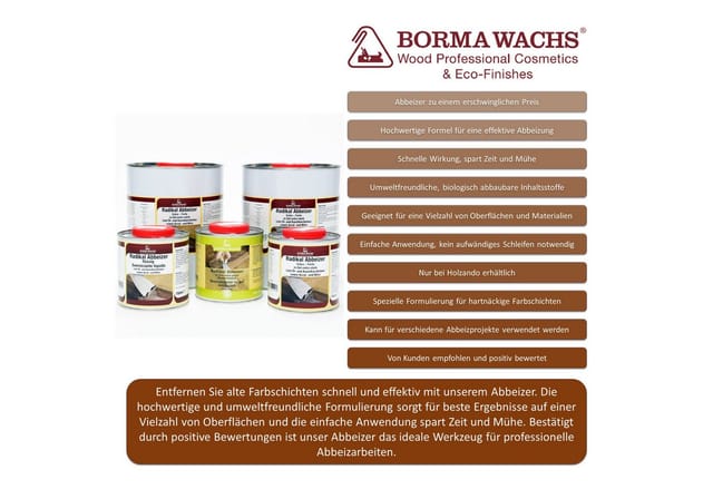 BORMA Abbeizer 0,750 L Gel Holzreiniger (Löst zuverlässig Farbschichten – auch bei alten, festen Lacken)